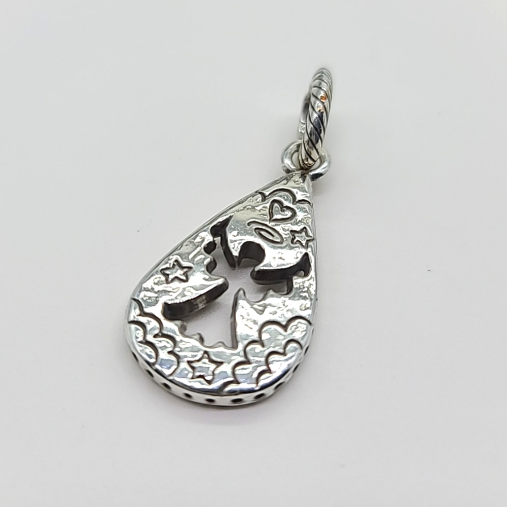 $18 Retired Brighton "ANGEL" Silver Teardrop Cut-Out Charm! - Picture 3 of 7